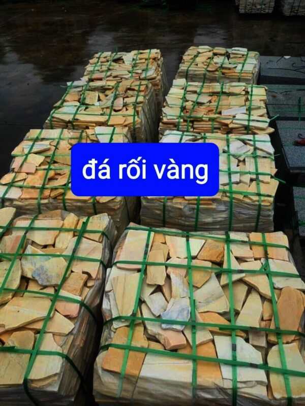 Đá rối vàng ốp tường trang trí (Bao)